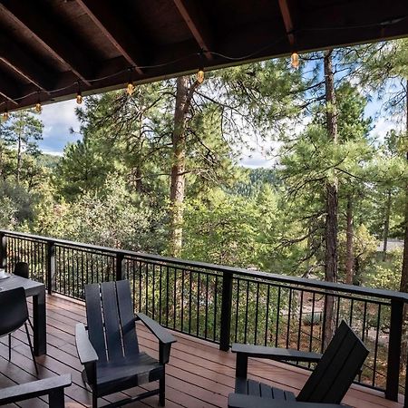 Modern Pine Cabin With Wraparound Deck And Forest View Exterior photo