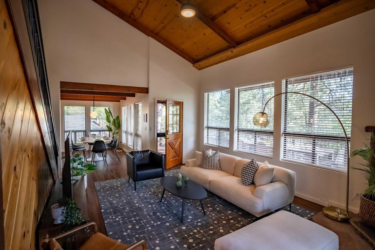 Modern Pine Cabin With Wraparound Deck And Forest View Exterior photo