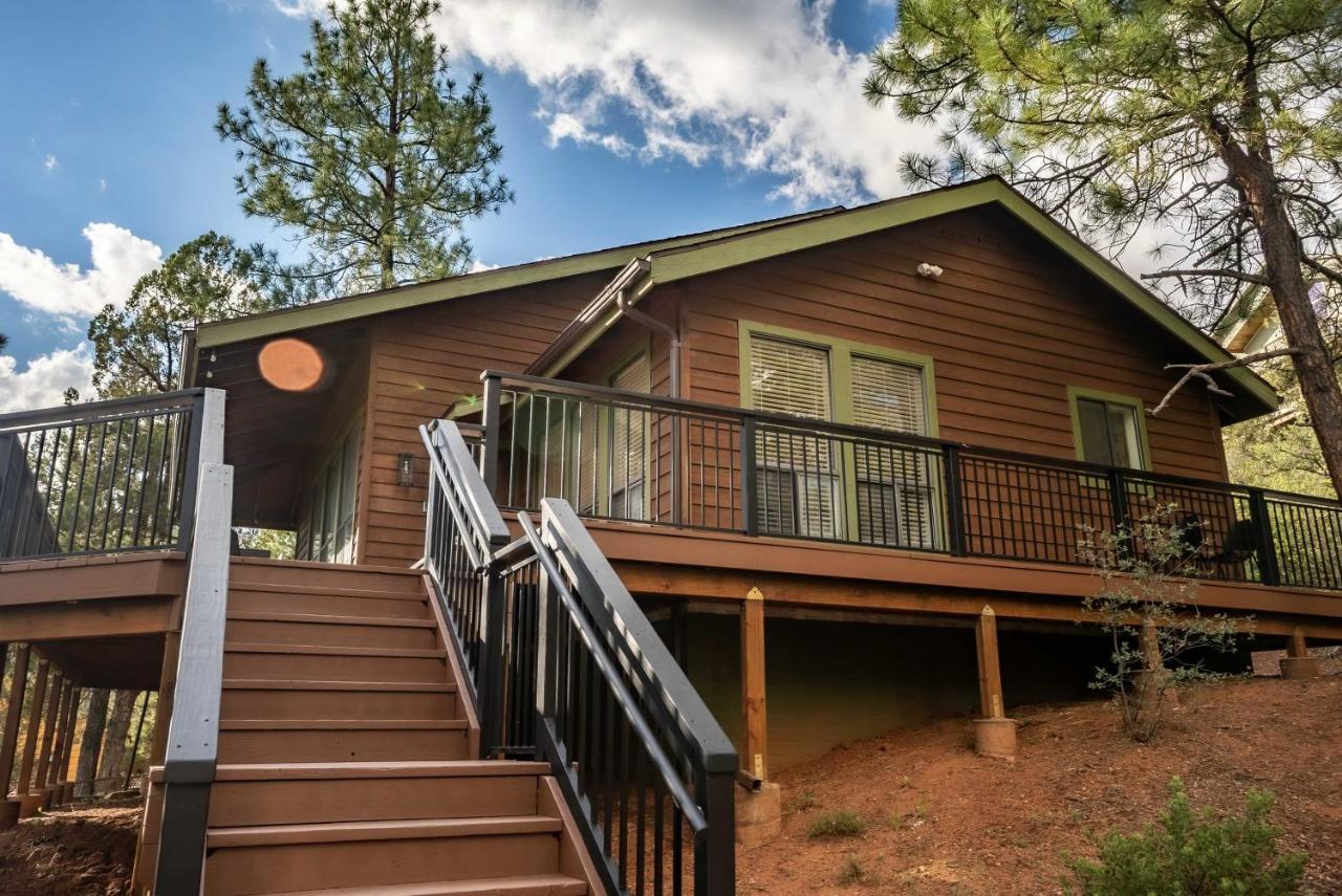 Modern Pine Cabin With Wraparound Deck And Forest View Exterior photo